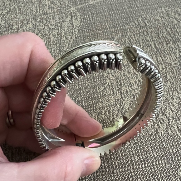 Brighton Silver hammered with beading bangle bracelet - Picture 4 of 7